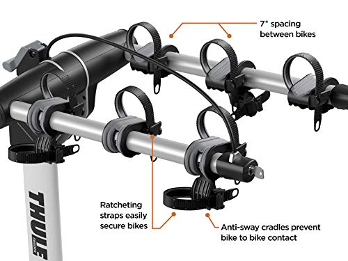 Thule Helium Pro Hanging Bike Rack - Carries 3 Bikes - Lightweight Hitch Bike Rack - Fits 2" and 1.25" receivers - Quick Tool-Free Installation - Tilts for Trunk Access - 112lb Load Capacity