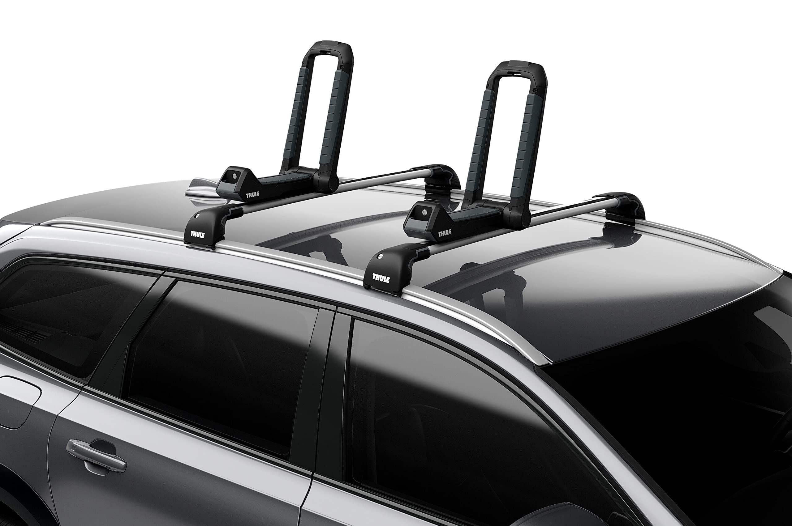 Thule Hull-a-Port Aero Rooftop Kayak Rack - Carries 1 Kayak - Anti-Theft Design - Foldable Design - Rubber Padding mounting Surface - Easy Strap Management - 75lb Weight Capacity