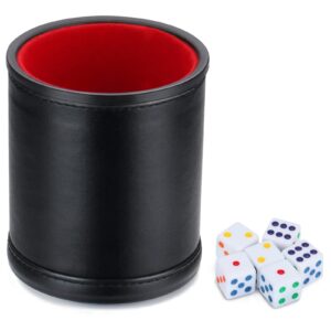 delta-shop felt lined professional dice cup - with 6 dice quiet for yahtzee game