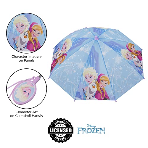 Disney girls Frozen Kids Umbrella and Slicker, Elsa and Anna Rainwear Set for age 2-7 Umbrella, Light Purple, MEDIUM 4-5 US