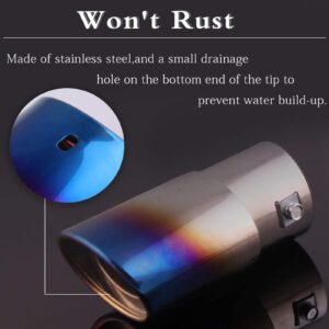 RYANSTAR Universal 1.5"-2"(1.0L-2.0L) Stainless Steel Exhaust Muffler Tip Pipe Car Oval Rear Exhaust Straight TailPipe Muffler Modification Blue Burnt