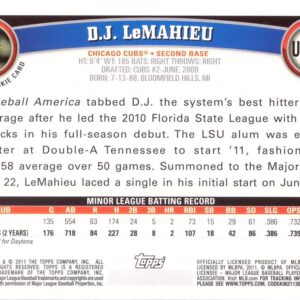 2011 Topps Update Baseball #US205 D.J. (DJ) Lemahieu Rookie Card