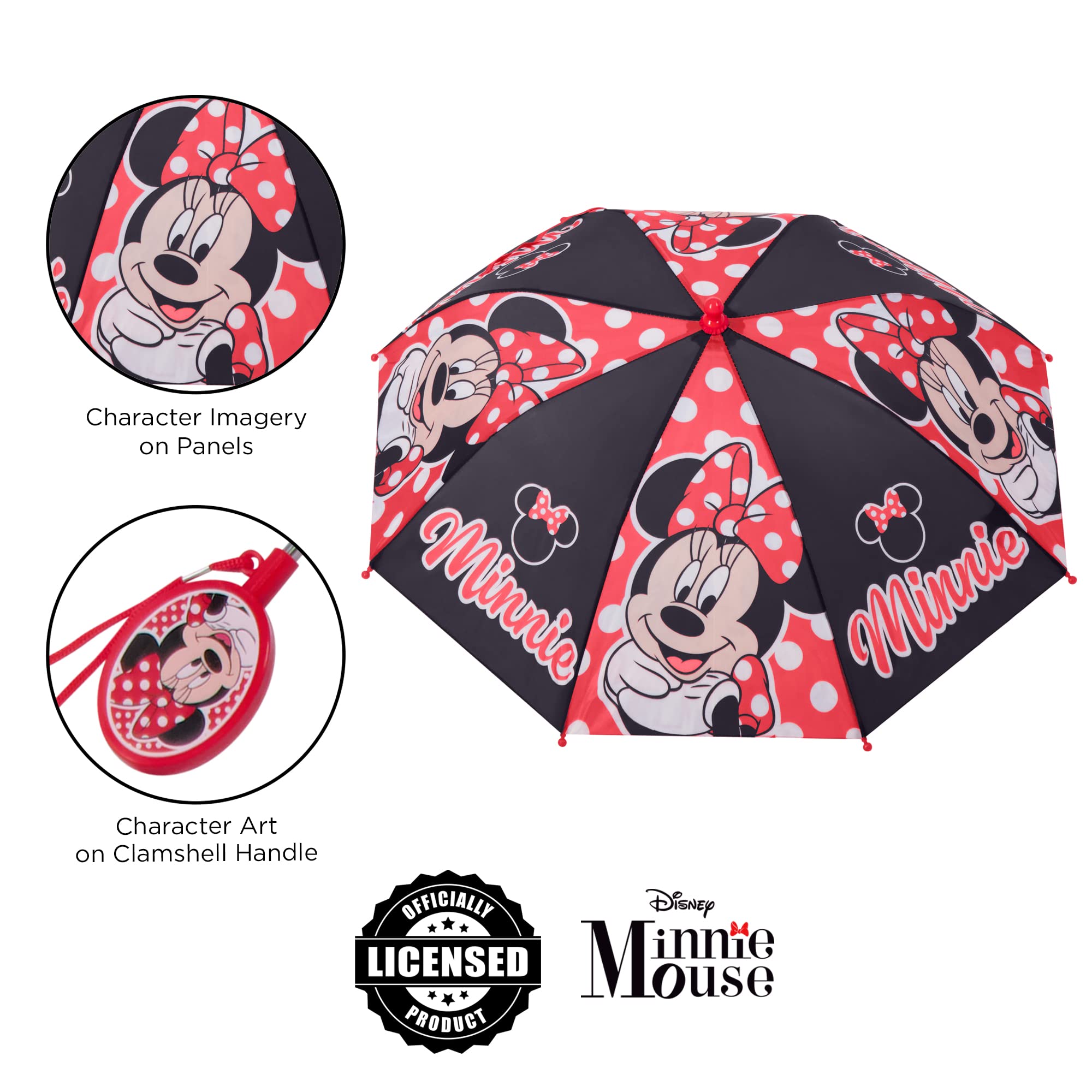 Disney girls Disney and Slicker Rainwear Set, Toddler Or Little Girl Rainwear Ages 2-7 Umbrella, Minnie Mouse Black, MEDIUM AGE 4-5 US