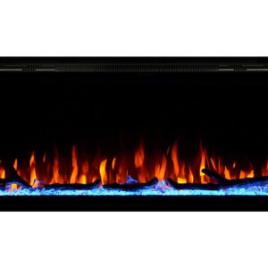 Touchstone Sideline Elite Smart 50” WiFi-Enabled Electric Fireplace - in-Wall Recessed - 60 Color Combinations - 1500/750 Watt Heater (68-88°F Thermostat) - Black - Log, Crystals & Driftwood - 80036