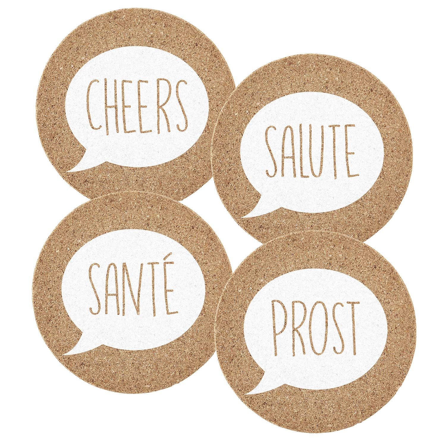 SB Design Studio, Cheers SIPS Cork Coaster Set, 4-Count