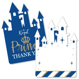 big dot of happiness royal prince charming - shaped cards - baby shower or birthday party thank you note with envelopes - set of 12