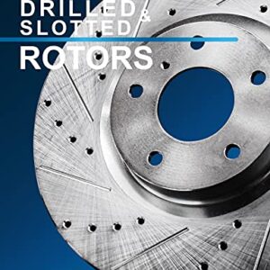 Detroit Axle - Brake Kit for 2011-2014 Ford Edge, 2011-2015 Lincoln MKX Drilled & Slotted Brake Rotors Ceramic Brakes Pads Replacement : 12.60'' inch Front and 12.9'' inch Rear Rotor