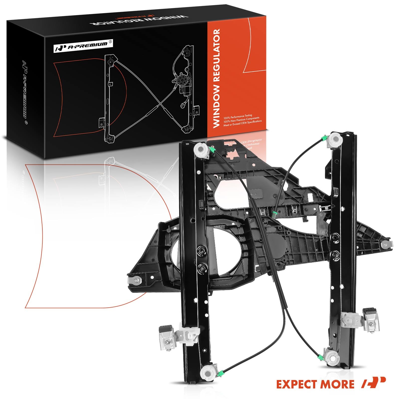 A-Premium Power Window Regulator with Motor and Panel Replacement for Ford Expedition Lincoln Navigator 2007-2017 Front Left Driver Side (with 2 Prongs Plug)