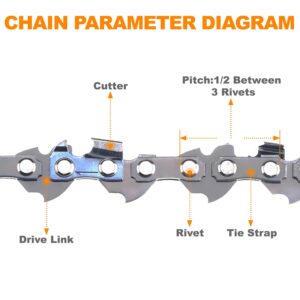 SUNGATOR 3-Pack 10 Inch Chainsaw Chain SG-S40, 3/8" LP Pitch - .050" Gauge - 40 Drive Links, Compatible with Remington, Craftsman, Poulan, Worx