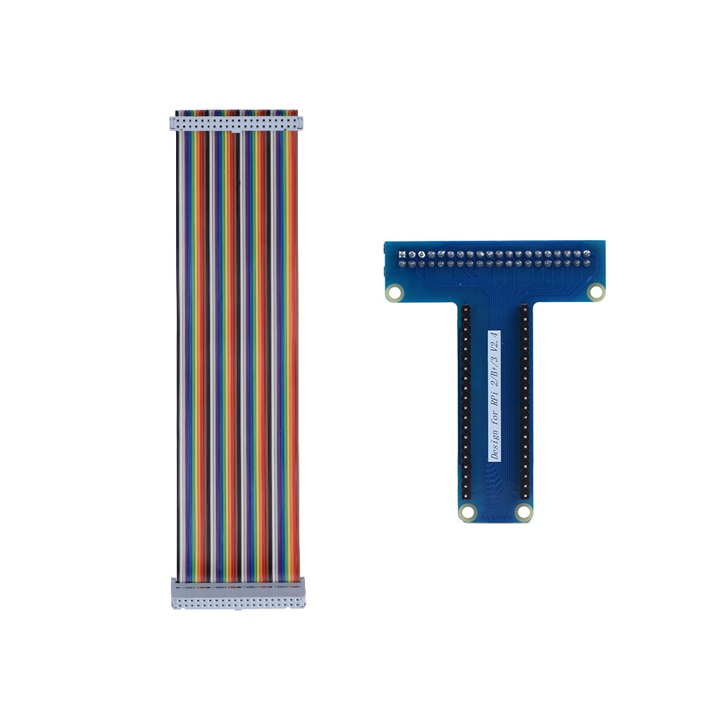 T-Type GPIO Extension Module Board Adapter with 40Pin Ribbon Flat Cable for Raspberry Pi 1B+/ 2B/ 3B