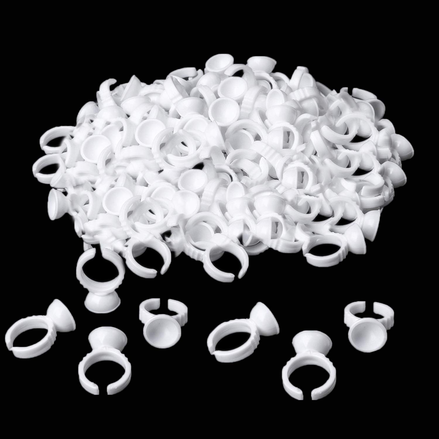 NXJ INFILILA Glue Rings, 300PCS Glue Rings for Eyelash Extensions, Disposable Lash Glue Rings Cup for Eyelash Extension Supplies, Lash Glue Holder Pigment Rings for Lash Supplies