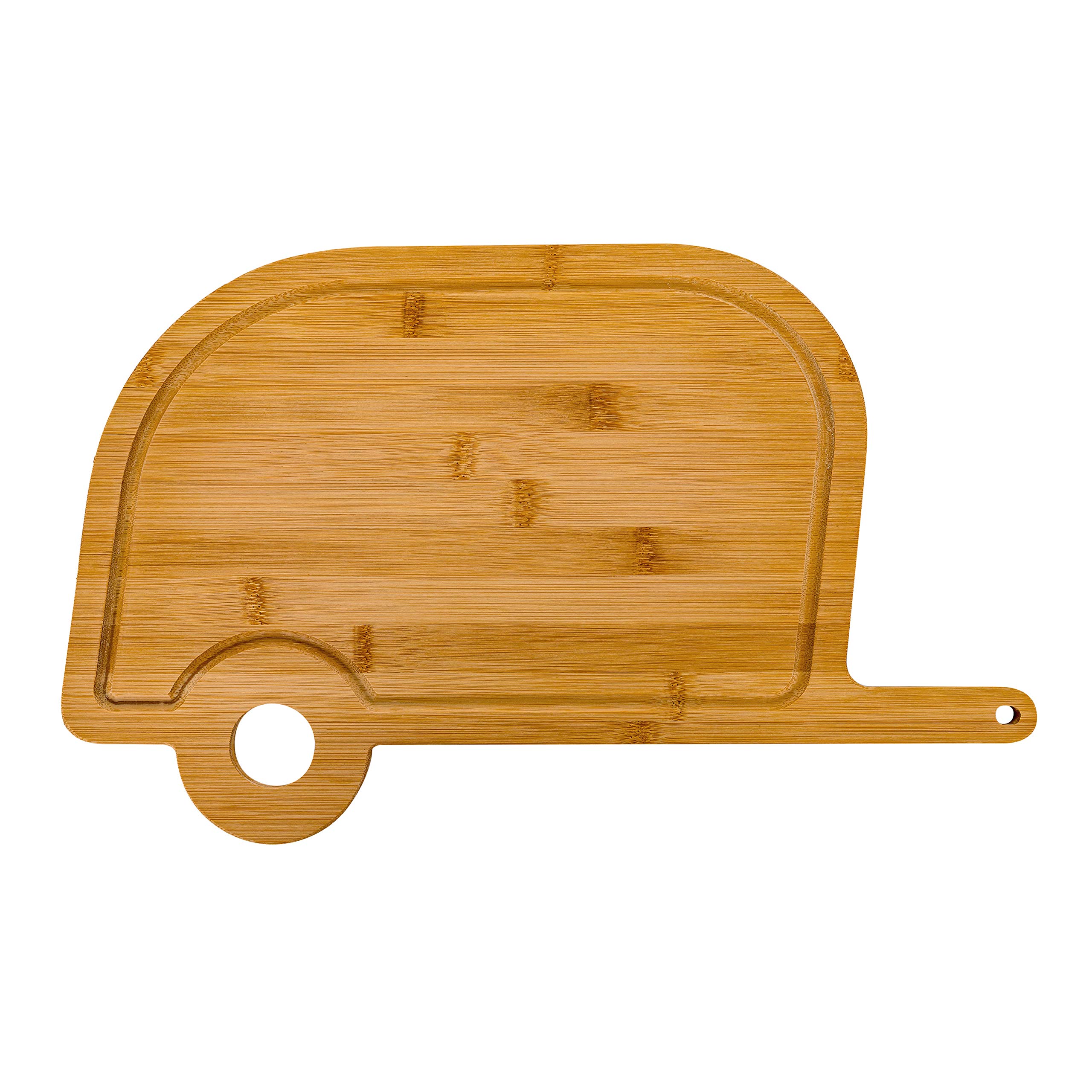 Camco Life is Better at The Campsite Retro RV Shaped Bamboo Wood Cutting Board for Food Prep-Doesn't Dull Knives, Resists Moisture (53089)