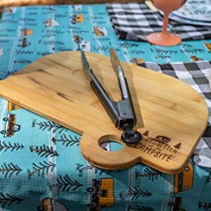 Camco Life is Better at The Campsite Retro RV Shaped Bamboo Wood Cutting Board for Food Prep-Doesn't Dull Knives, Resists Moisture (53089)