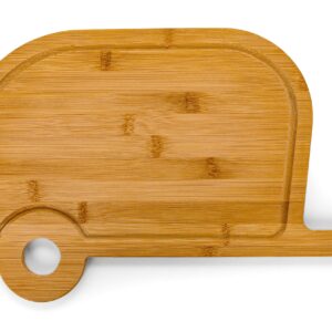 Camco Life is Better at The Campsite Retro RV Shaped Bamboo Wood Cutting Board for Food Prep-Doesn't Dull Knives, Resists Moisture (53089)