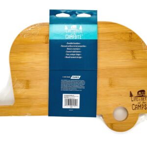 Camco Life is Better at The Campsite Retro RV Shaped Bamboo Wood Cutting Board for Food Prep-Doesn't Dull Knives, Resists Moisture (53089)