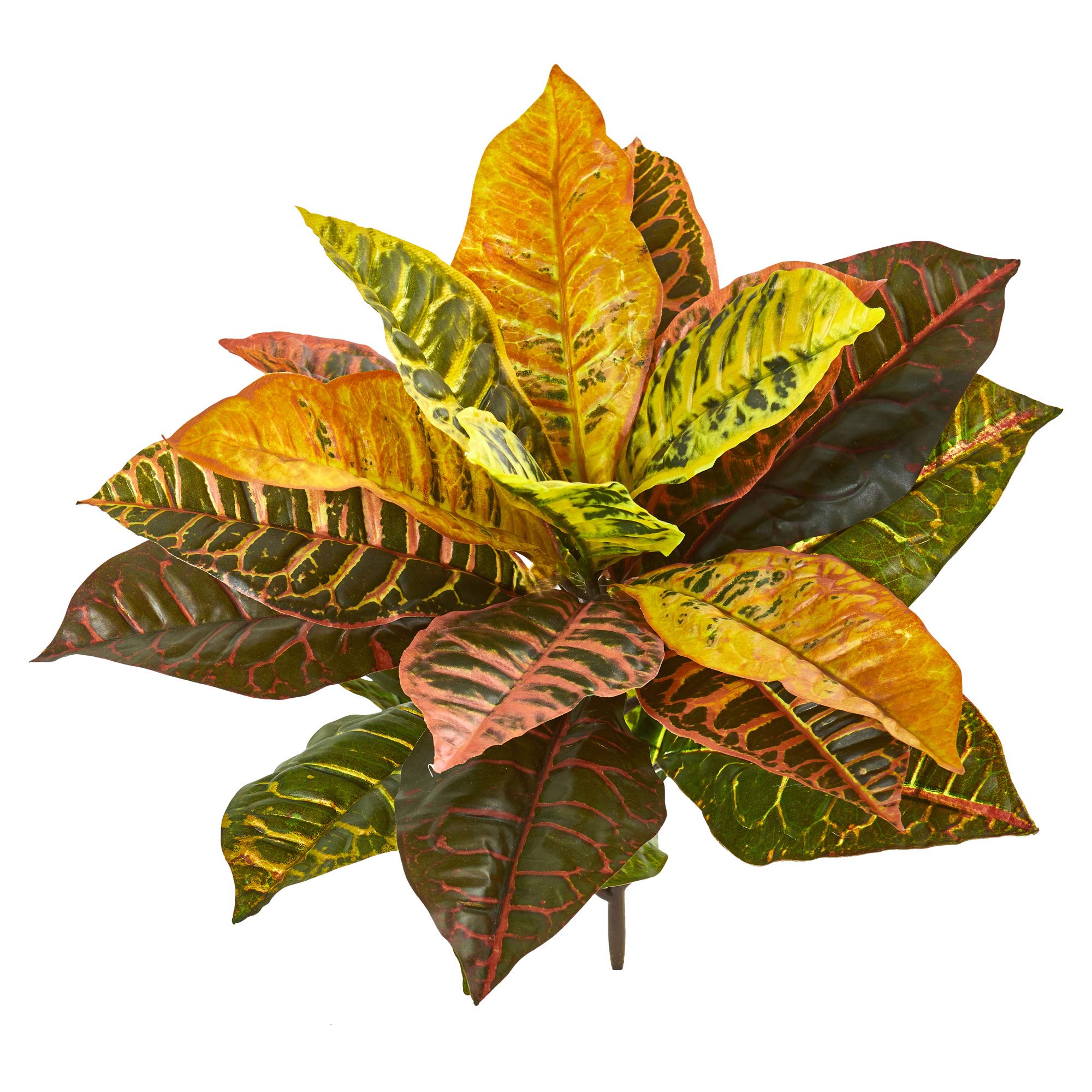 Nearly Natural 21” Garden Croton Artificial (Real Touch) (Set of 4) Silk Plants, Mixed