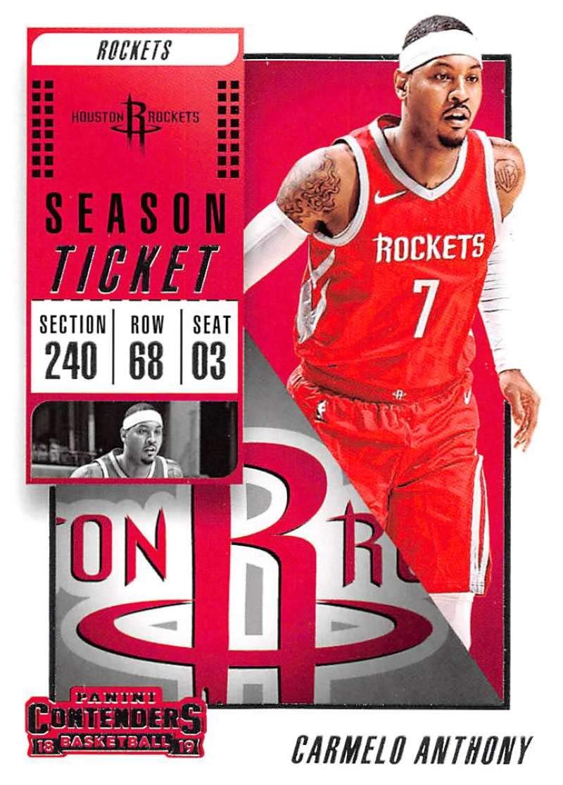 2018-19 Panini Contenders Season Ticket #48 Carmelo Anthony Houston Rockets NBA Basketball Trading Card