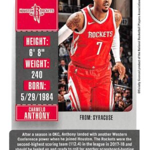 2018-19 Panini Contenders Season Ticket #48 Carmelo Anthony Houston Rockets NBA Basketball Trading Card