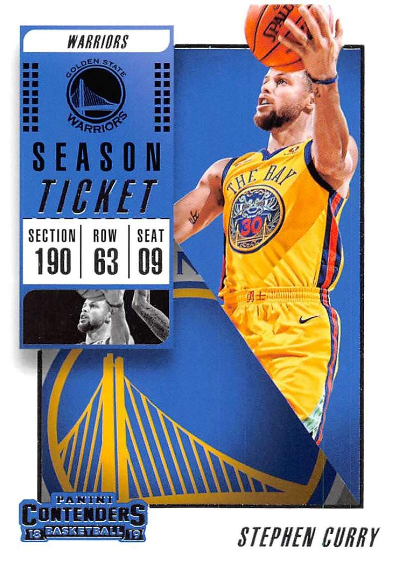 2018-19 Panini Contenders Season Ticket #86 Stephen Curry Golden State Warriors NBA Basketball Trading Card