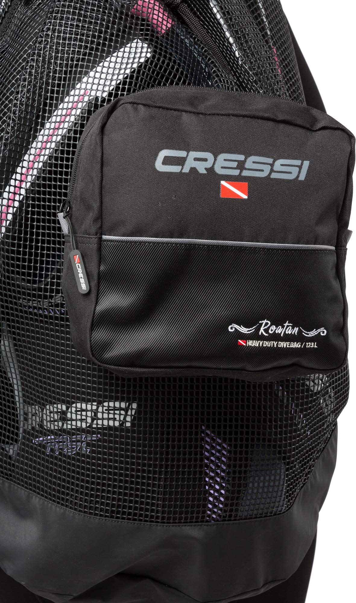 Cressi Heavy Duty Mesh Backpack 90 liters Capacity for Scuba Diving, Water Sport Gear | Roatan: designed in Italy, Black, One Size (UB936000)