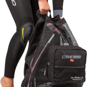 Cressi Heavy Duty Mesh Backpack 90 liters Capacity for Scuba Diving, Water Sport Gear | Roatan: designed in Italy, Black, One Size (UB936000)