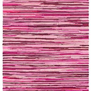 Unique Loom Chindi Cotton Collection Hand Woven Natural Fibers Area Rug_CCH002, 4 ft x 6 ft, Pink/Ivory