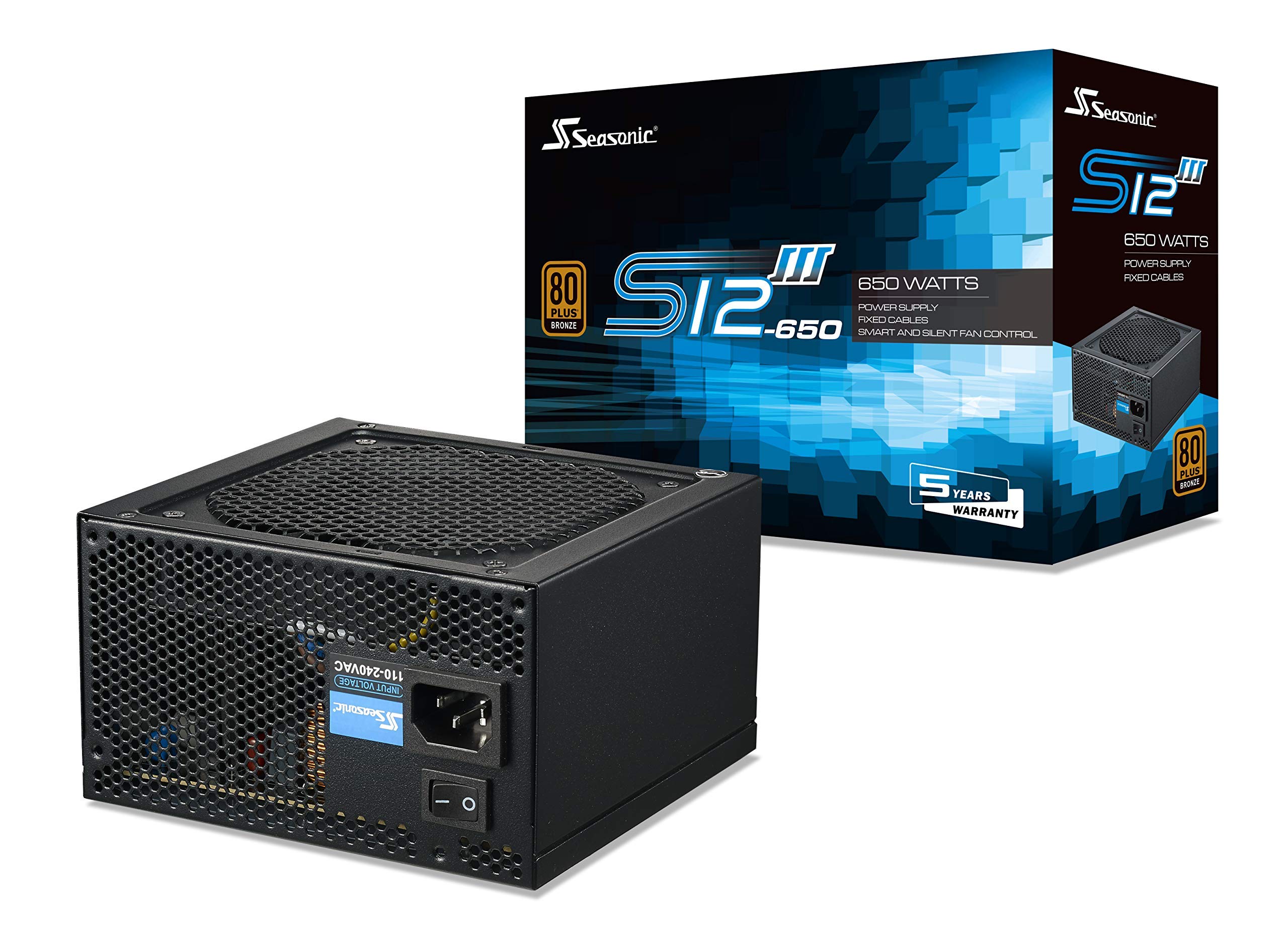 Seasonic S12III 650 SSR-650GB3 650W 80+ Bronze ATX12V & EPS12V Direct Cable Wire Output Smart & Silent Fan Control Power Supply