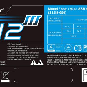 Seasonic S12III 650 SSR-650GB3 650W 80+ Bronze ATX12V & EPS12V Direct Cable Wire Output Smart & Silent Fan Control Power Supply