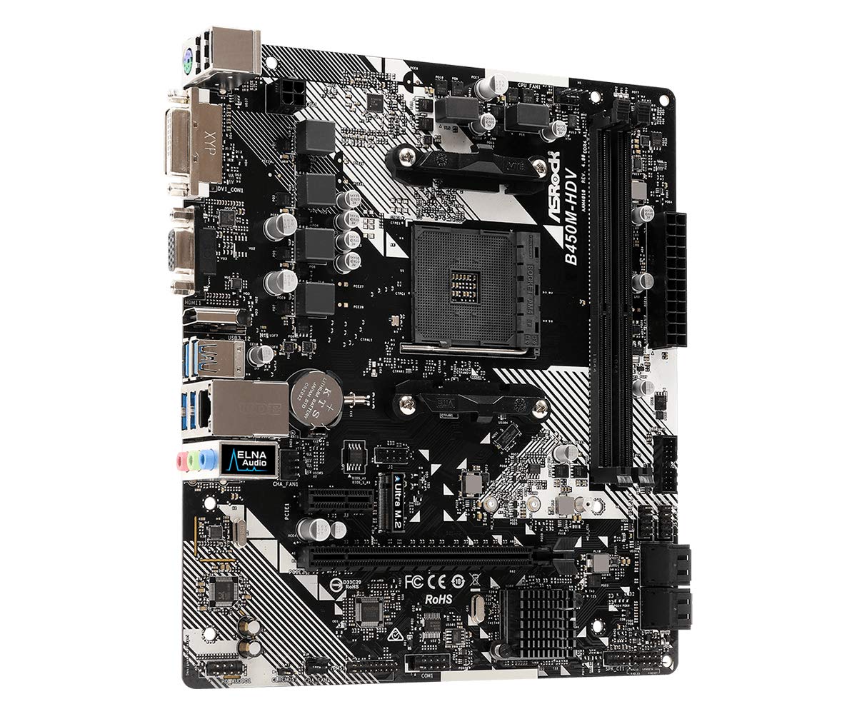 ASRock B450M-HDV R4.0 AM4 AMD Promontory B450 SATA 6Gb/s Micro ATX AMD Motherboard