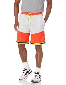 puma men's luxtg basketball shorts, white/nrgy red/yellow alert/black, m