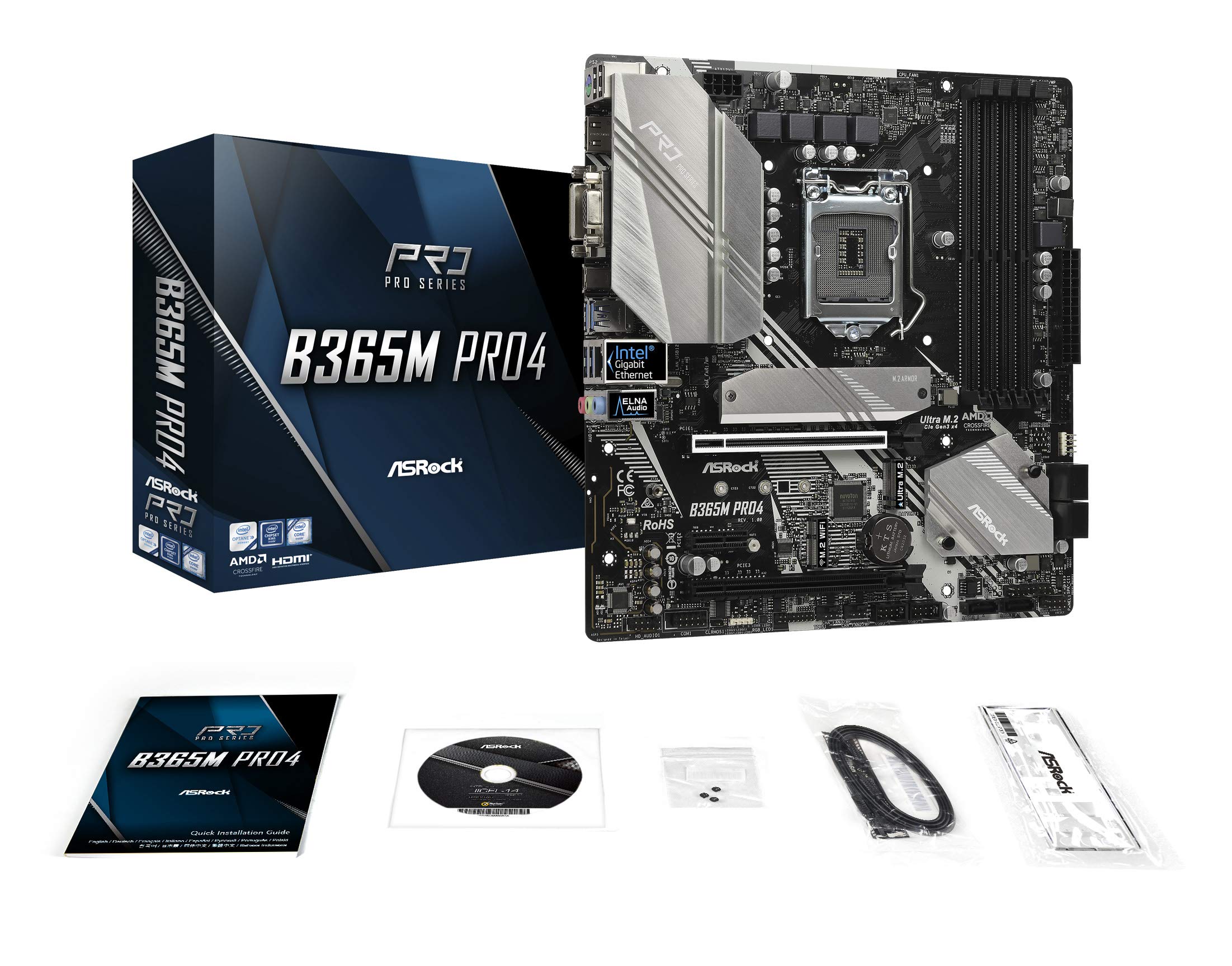 ASRock B365M PRO4 LGA1151/ Intel B365/ DDR4/ Quad CrossFireX/ SATA3&USB3.1/ M.2/ A&GbE/ MicroATX Motherboard