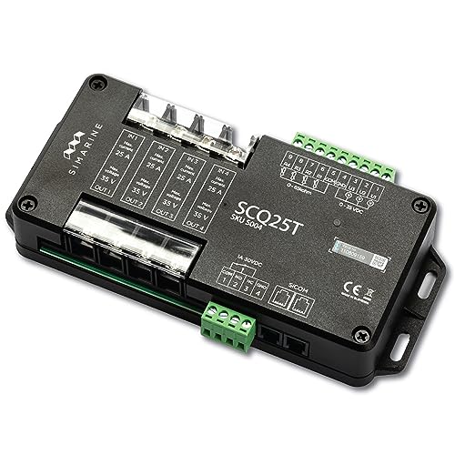 Simarine SCQ25T Quadro Shunt, 4 x 25 A per Channel, Tank Level Voltage Monitoring, A Built-in, Programmable Alarm Signal Relay. Compatible with Simarine PICO Battery Monitor and VIA Control Panel