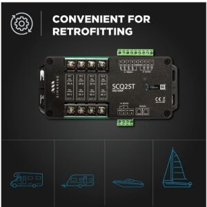 Simarine SCQ25T Quadro Shunt, 4 x 25 A per Channel, Tank Level Voltage Monitoring, A Built-in, Programmable Alarm Signal Relay. Compatible with Simarine PICO Battery Monitor and VIA Control Panel