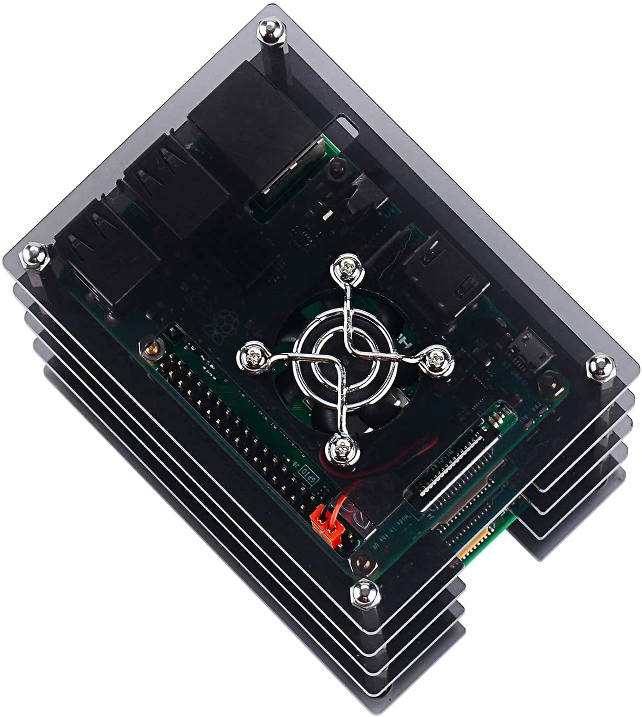 GeeekPi Cluster Case for Raspberry Pi 4 Model B, Pi Case with Cooling Fan and Heatsinks for Raspberry Pi 3 Model B+, Raspberry Pi 3/2 Model B