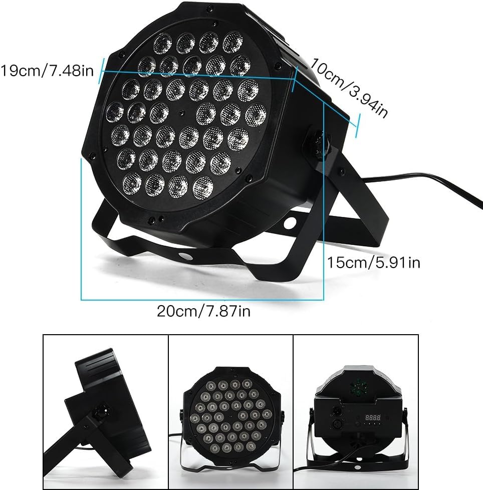 Litake DJ Par Lights, RGB 36 LED Stage Lights Sound Activated,Remote & DMX Controlled LED Uplights,7 Modes Uplighting for Dance Party Church Wedding Birthday Holiday Music Show-2 Pack