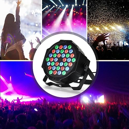 Litake DJ Par Lights, RGB 36 LED Stage Lights Sound Activated,Remote & DMX Controlled LED Uplights,7 Modes Uplighting for Dance Party Church Wedding Birthday Holiday Music Show-2 Pack