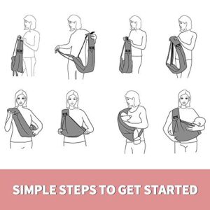 CUBY Baby Carrier, Natural Cotton Baby Sling Baby Holder Extra Comfortable for Easy Wearing Carrying of Newborn, Infant Toddler Wrap Carrier for Baby Registry (Pink Flamingo)