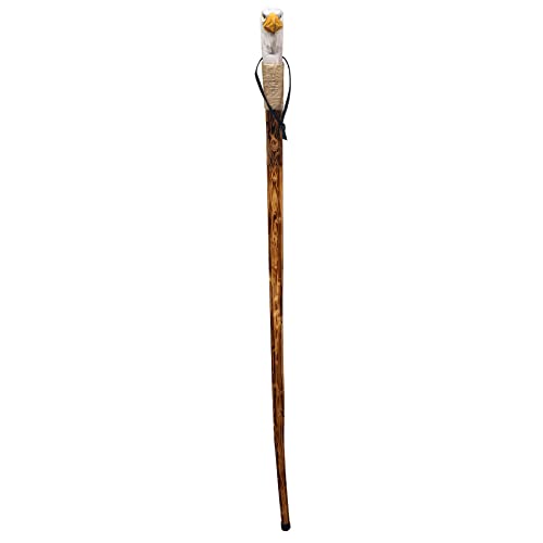 Rustic Axentz Wood Walking Trekking Hiking Pole Stick with Twine Grip, Rubber Tip, Wrist Strap, 46", Carved Eagle