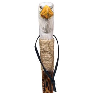 Rustic Axentz Wood Walking Trekking Hiking Pole Stick with Twine Grip, Rubber Tip, Wrist Strap, 46", Carved Eagle