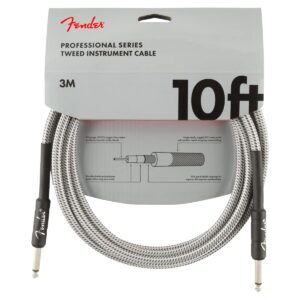 fender professional series tweed instrument cable, straight/straight, white, 10ft