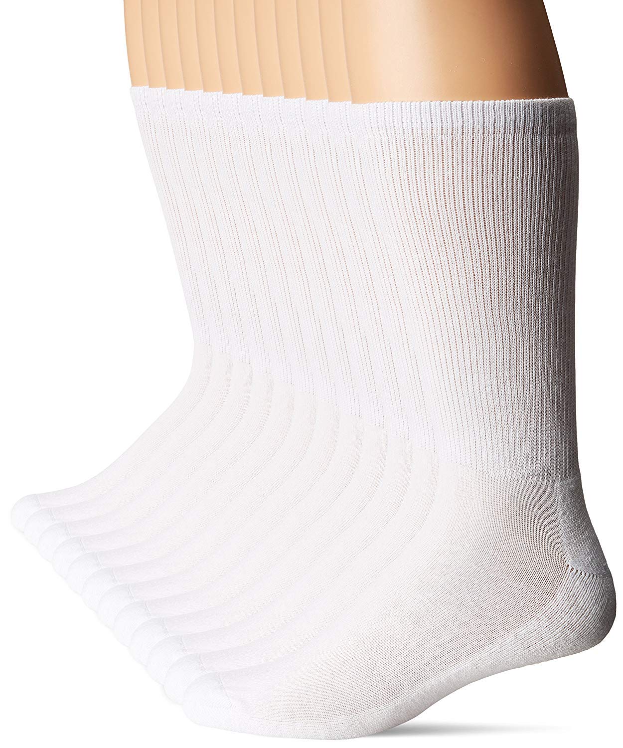 Hanes Men's Active Cool 12-Pack Crew SocksBIG Shoe: 12-14 / Sock: 13-15, White)