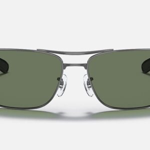 Ray-Ban RB3522 004/71 61M Gunmetal/Green Sunglasses For Men+ BUNDLE with Designer iWear Eyewear Kit