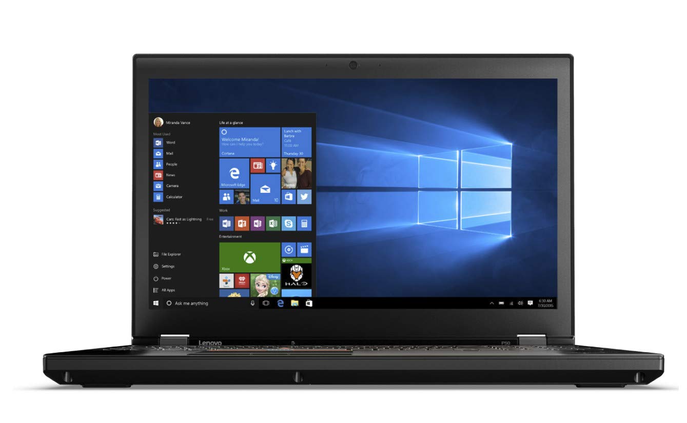 Lenovo ThinkPad P50 15.6 FHD Laptop, Core i7-6700HQ 2.6GHz, 16GB RAM, 240GB Solid State Drive, Windows 10 Pro 64bit (Renewed)