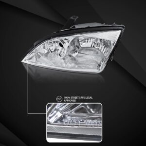 AUTOZENSATION Compatible with 2005-2007 Ford Focus Headlights Chrome L + R Pair Headlamp