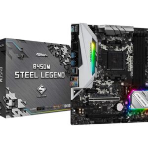 ASRock B450M STEEL LEGEND Socket AM4/ AMD Promontory B450/ DDR4/ Quad CrossFireX/ SATA3&USB3.1/ M.2/ A&GbE/ MicroATX Motherboard