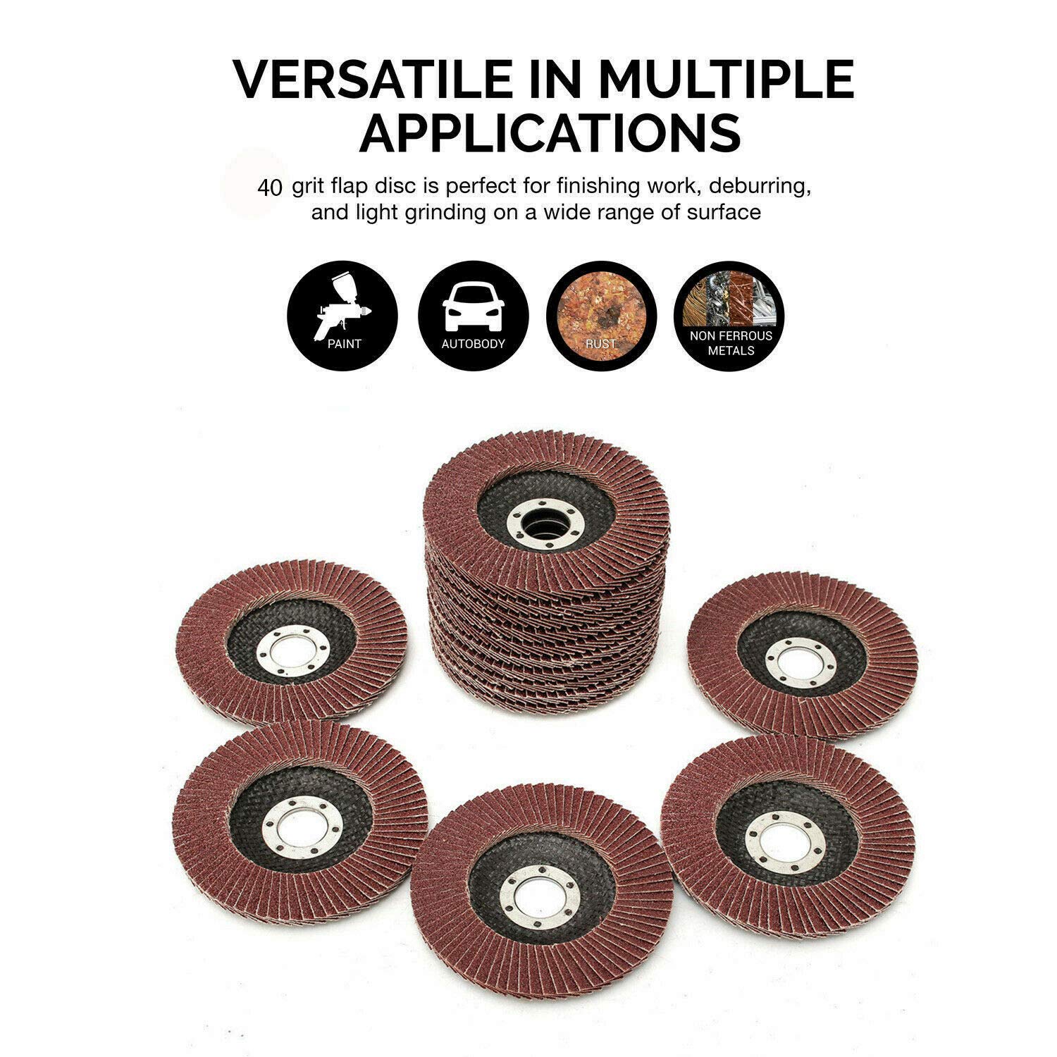 Nisorpa 25 Pack 4.5in Flap Sanding Discs 40 Grits Aluminum Oxide Abrasive Grinding Wheels Bulk Premium Stainless Steel Grinder Disc for Metal Wood Polishing