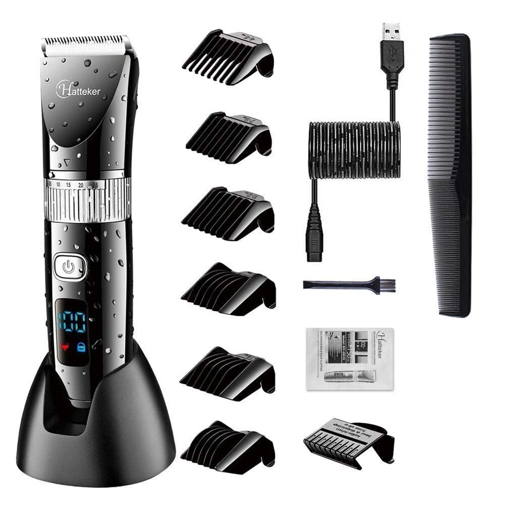 Hatteker Cordless Hair Trimmer Pro Hair Clippers Beard Trimmer for Men Haircut Kit Cordless USB Rechargeable Waterproof