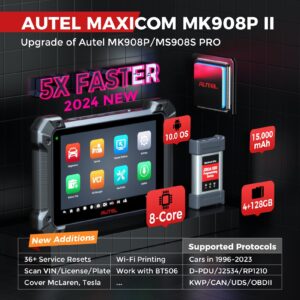 Autel Maxicom MK908 Pro II Scanner 2024, Same As Maxisys MS908S PRO II with J2534 Programming, AutoScan 2.0,ECU Program Coding As MS Ultra Elite II Pro, Bi-Directional, 38+ Services, Android 10 FCA