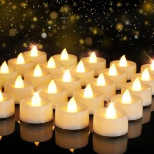 homemory value 100pack flameless led candles tea lights battery operated, 200+hours electric fake candles tealights for votive, halloween, pumkin, ofrenda, diya, table decor, funeral, christmas