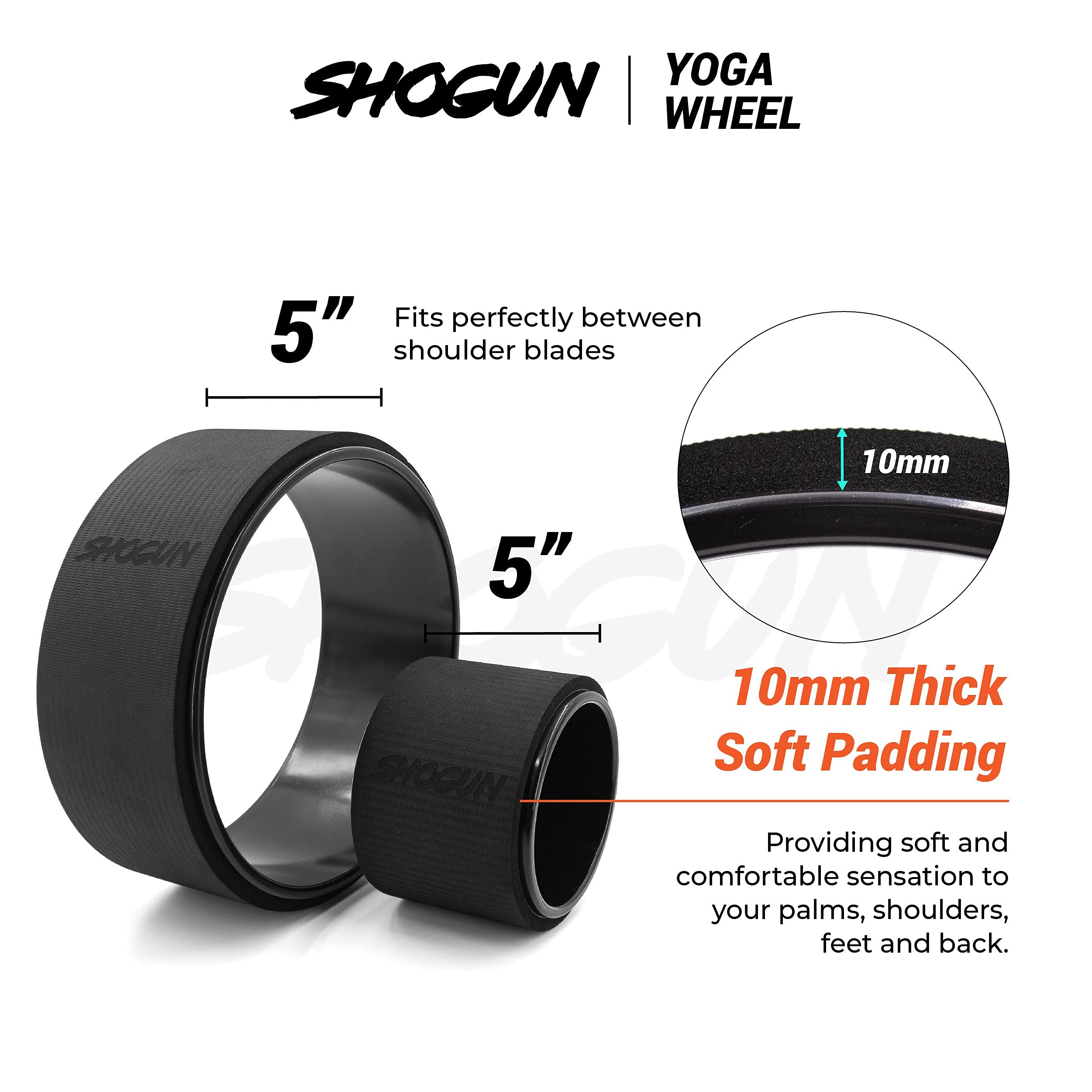 Shogun Yoga Wheel Roller for Back Pain Relief - Back Roller Wheel Stretching Device for Back Pain Relief - Back Cracking Wheel Perfect for Spine Stretching, Improved Flexibility & Mobility